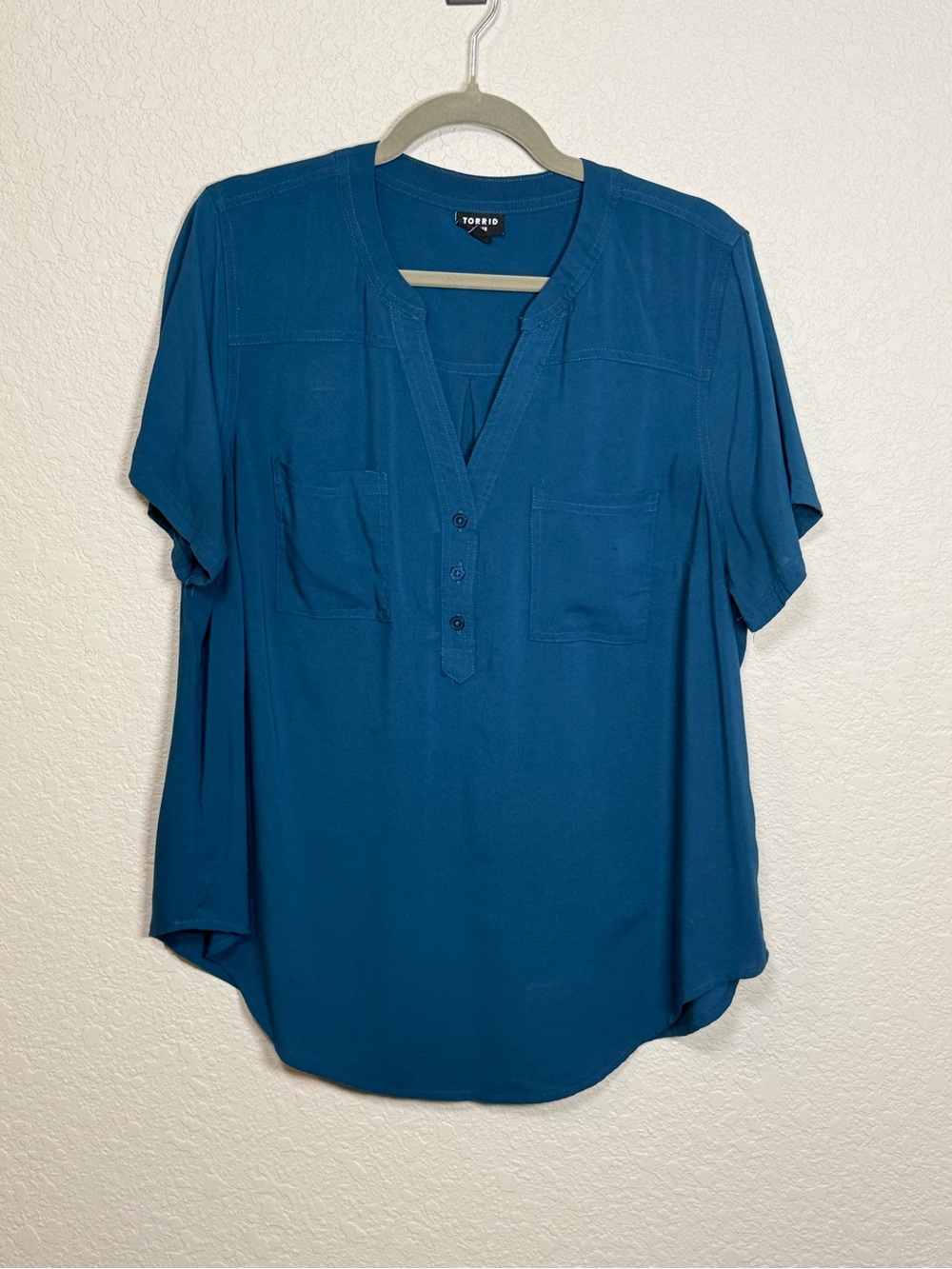 torrid Teal Harper Short-Sleeve Blouse